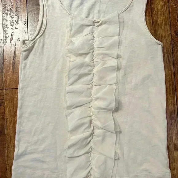 J. crew cream ruffled tank XS - Picture 2 of 6